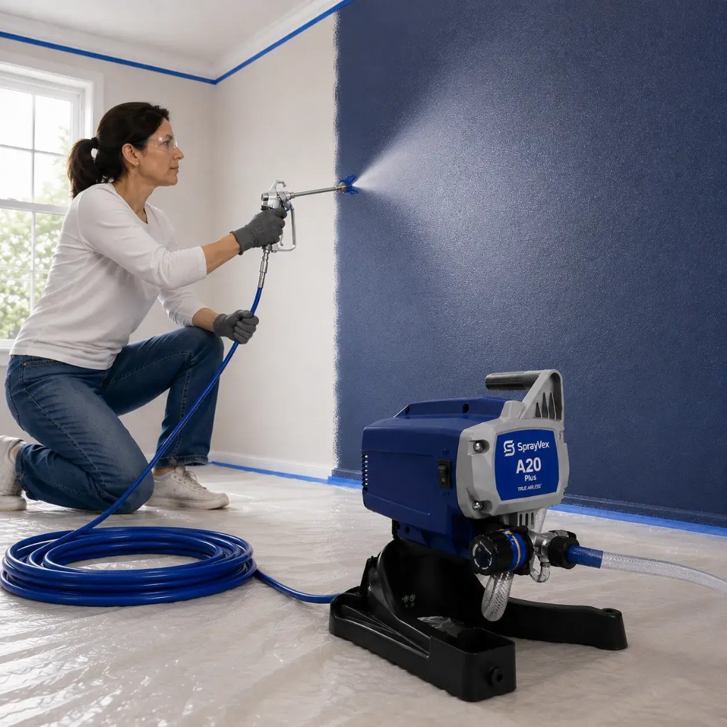 SprayVex A20 Plus furtun 10 m: vopsirea unui perete interior